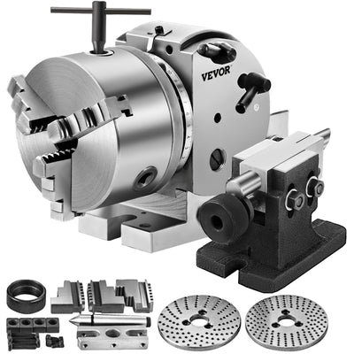 VEVOR BS-0 Dividing Head 5 Inch, Precision Dividing Head Set with 5" 3-jaw Chuck & Tailstock Dividing Plates for Milling Machine