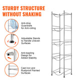 VEVOR 5 Tiers Water Jug Holder, 5 Gallon Water Bottle Holder, Single Row Water Bottle Rack for 5 Bottles, Heavy Duty Water Jug Rack for Kitchen, Office, Living Room, Silver - 45-Degree Angle