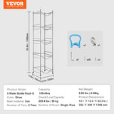 5 Tiers Water Jug Holder, 5 Gallon Water Bottle Holder, Single Row Water Bottle Rack for 5 Bottles, Heavy Duty Water Jug Rack for Kitchen, Office, Living Room, Silver