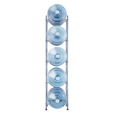 5 Tiers Water Jug Holder, 5 Gallon Water Bottle Holder, Single Row Water Bottle Rack for 5 Bottles, Heavy Duty Water Jug Rack for Kitchen, Office, Living Room, Silver