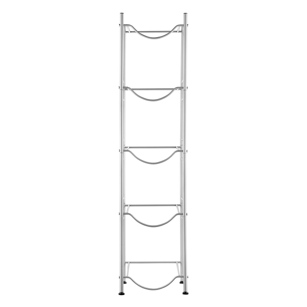 5 Tiers Water Jug Holder, 5 Gallon Water Bottle Holder, Single Row Water Bottle Rack for 5 Bottles, Heavy Duty Water Jug Rack for Kitchen, Office, Living Room, Silver