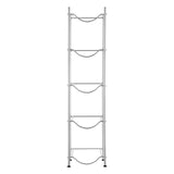 5 Tiers Water Jug Holder, 5 Gallon Water Bottle Holder, Single Row Water Bottle Rack for 5 Bottles, Heavy Duty Water Jug Rack for Kitchen, Office, Living Room, Silver