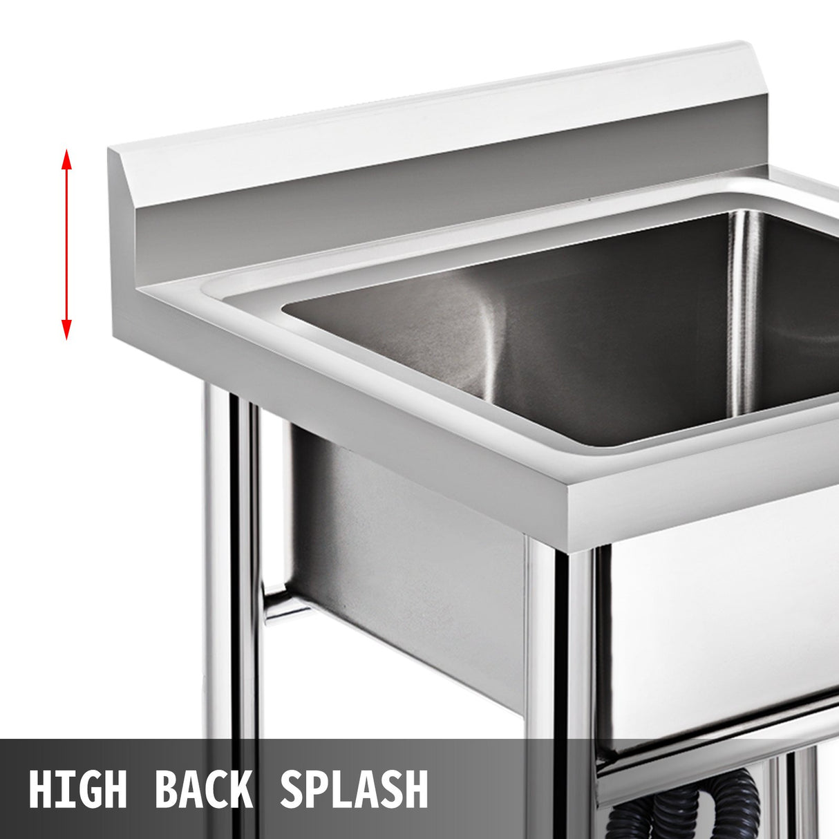 VEVOR Handmade Sink Non-magnetic Stainless Steel Kitchen Sink Hand Made 1 Compartment 44.4 x 41.9 x 25.4 cm Capacity Huge Tub Sink for Farmhouse Cafe