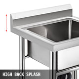 VEVOR Handmade Sink Non-magnetic Stainless Steel Kitchen Sink Hand Made 1 Compartment 44.4 x 41.9 x 25.4 cm Capacity Huge Tub Sink for Farmhouse Cafe Shop Hospital - Top-Down View