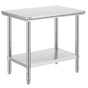 VEVOR 910x610mm Stainless Steel Kitchen Bench Commercial Work Food Prep Table