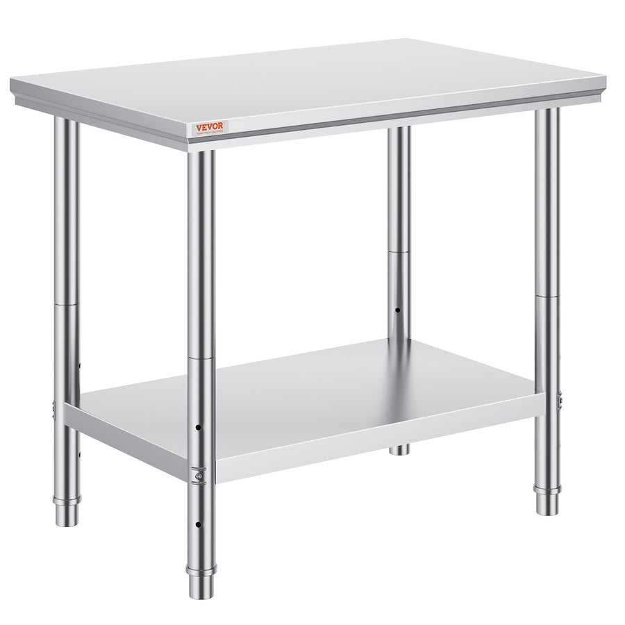 VEVOR 910x610mm Stainless Steel Kitchen Bench Commercial Work Food Prep Table