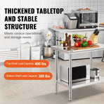 VEVOR 910x610mm Stainless Steel Kitchen Bench Commercial Work Food Prep Table, image 3
