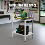 VEVOR 910x610mm Stainless Steel Kitchen Bench Commercial Work Food Prep Table, image 4