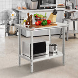 VEVOR 910x610mm Stainless Steel Kitchen Bench Commercial Work Food Prep Table