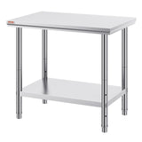 VEVOR 910x610mm Stainless Steel Kitchen Bench Commercial Work Food Prep Table