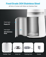 VEVOR 6L Water Distiller Home Countertop Purifier Machine 900W Plastic Container