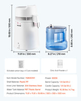 VEVOR 6L Water Distiller Home Countertop Purifier Machine 900W Plastic Container - Close-Up Angle