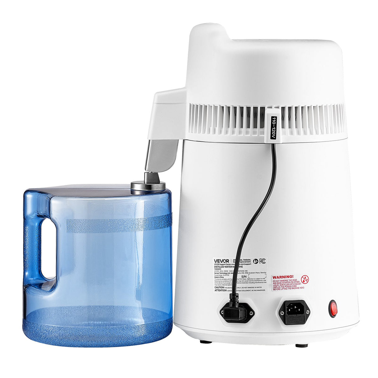 VEVOR 6L Water Distiller Home Countertop Purifier Machine 900W Plastic Container