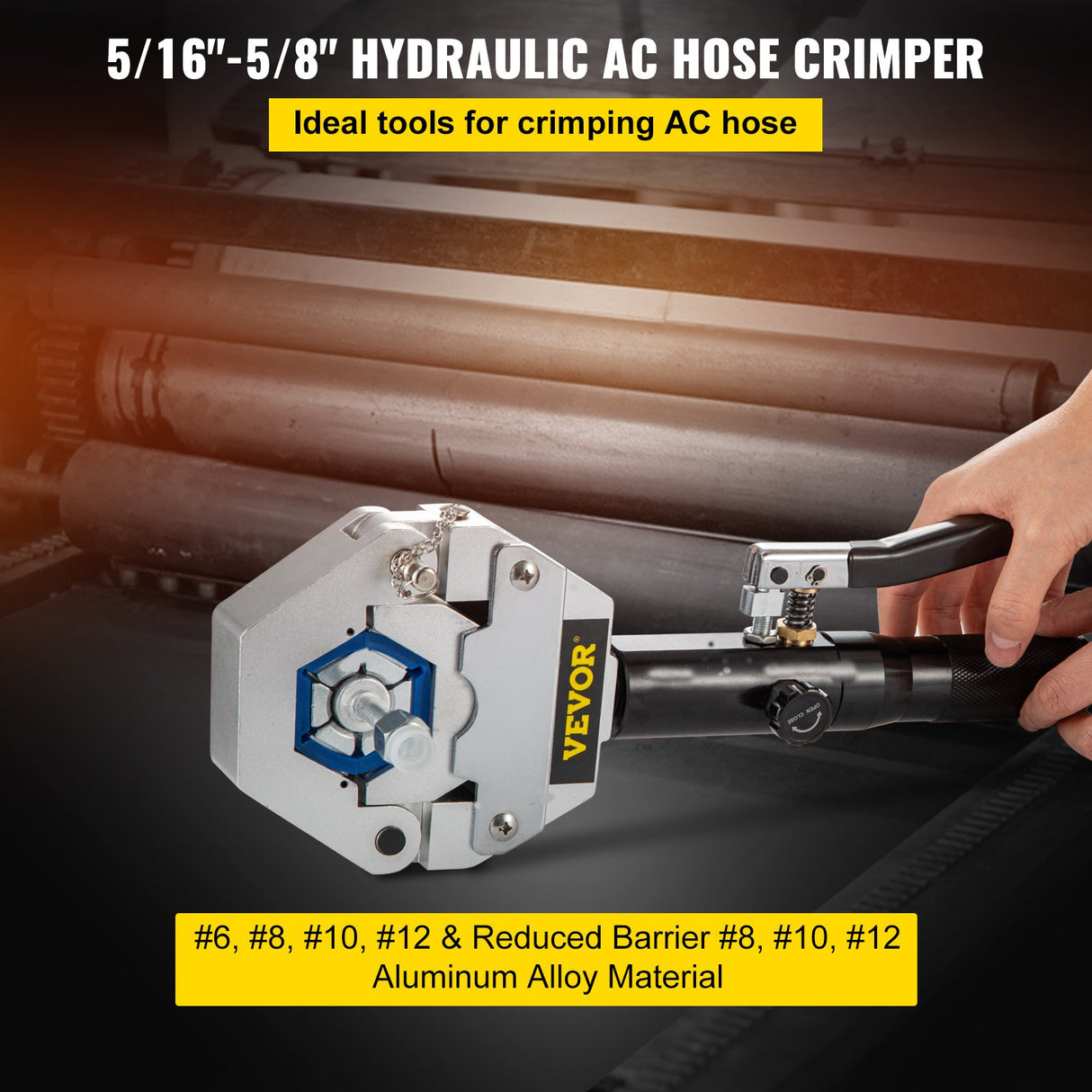 VEVOR Hydraulic Hose Crimper Hydra-Krimp 71500,Manual AC Hose Crimper Kit Air Conditioning Repaire Handheld,Hydraulic Hose Crimping Tool with 7 Die