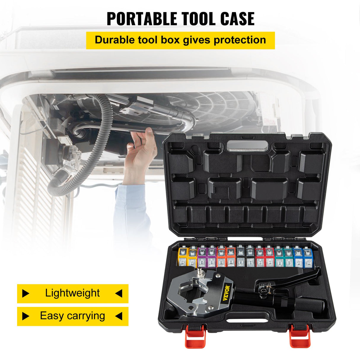VEVOR Hydraulic Hose Crimper Hydra-Krimp 71500,Manual AC Hose Crimper Kit Air Conditioning Repaire Handheld,Hydraulic Hose Crimping Tool with 7 Die