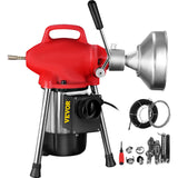 VEVOR 0.75-4 Inch Sectional Pipe Drain Cleaning Machine 400PRM Snake Cleaner Pipe Drain Cleaning Machine with 66 Ft x 0.67 Inch Galvanize Cable Heavy