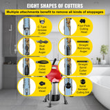 VEVOR 0.75-4 Inch Sectional Pipe Drain Cleaning Machine 400PRM Snake Cleaner Pipe Drain Cleaning Machine with 66 Ft x 0.67 Inch Galvanize Cable Heavy