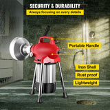 VEVOR 0.75-4 Inch Sectional Pipe Drain Cleaning Machine 400PRM Snake Cleaner Pipe Drain Cleaning Machine with 66 Ft x 0.67 Inch Galvanize Cable Heavy Duty - Rear View