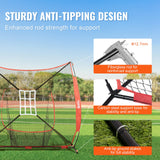 VEVOR 7x7 Baseball Softball Practice Net, Portable Baseball Training Net for Hitting Catching Pitching, Backstop Baseball Equipment with Bow Frame, - Side View