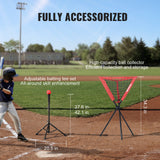 VEVOR 7x7 Baseball Softball Practice Net, Portable Baseball Training Net for Hitting Catching Pitching, Backstop Baseball Equipment with Bow Frame, - 45-Degree Angle