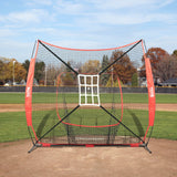 VEVOR 7x7 Baseball Softball Practice Net, Portable Baseball Training Net for Hitting Catching Pitching, Backstop Baseball Equipment with Bow Frame,
