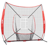 VEVOR 7x7 Baseball Softball Practice Net, Portable Baseball Training Net for Hitting Catching Pitching, Backstop Baseball Equipment with Bow Frame,