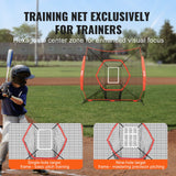 VEVOR 7x7 ft Baseball Softball Practice Net, Portable Baseball Training Net for Hitting Batting Catching Pitching, Backstop Baseball Equipment Training Aids with Bow Frame, Carry Bag, and Strike Zone - 45-Degree Angle