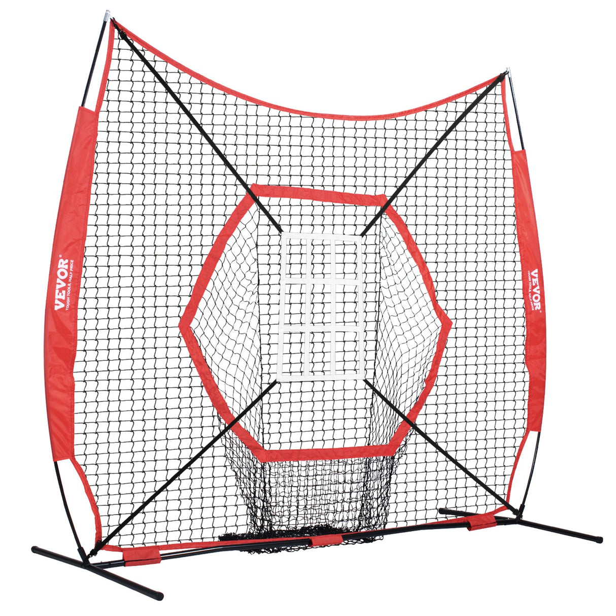 VEVOR 7x7 ft Baseball Softball Practice Net, Portable Baseball Training Net for Hitting Batting Catching Pitching, Backstop Baseball Equipment