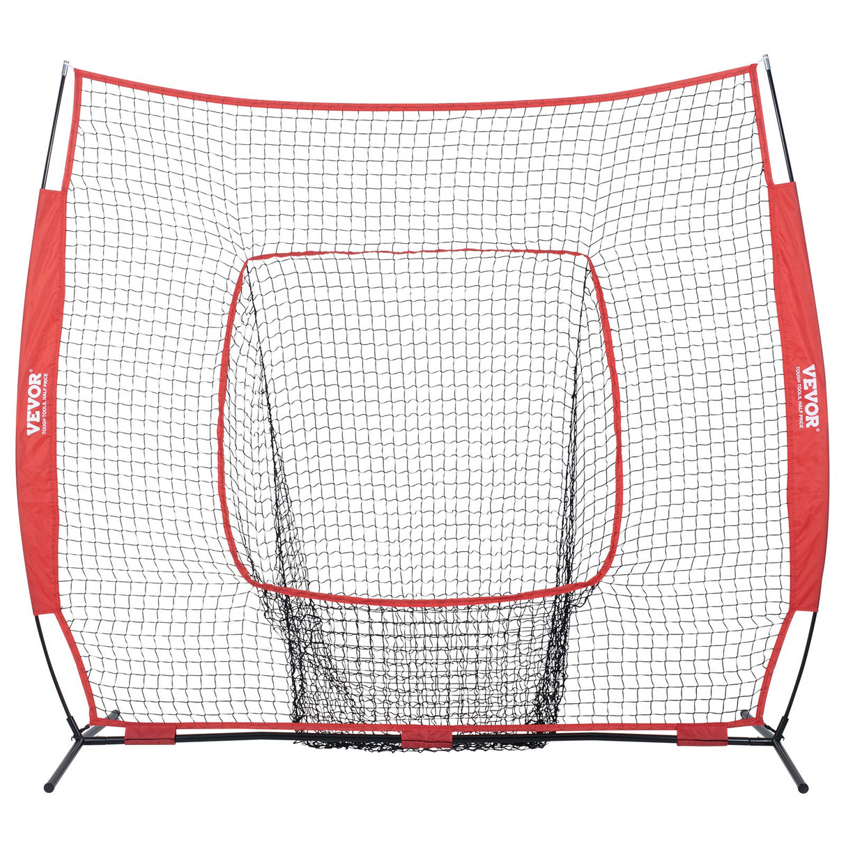 VEVOR 7x7 Baseball Softball Practice Net, Portable Baseball Training Net for Hitting Batting Catching Pitching, Backstop Baseball Equipment Training Aids with Carry Bag and Strike Zone