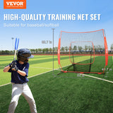 VEVOR 7x7 Baseball Softball Practice Net, Portable Baseball Training Net for Hitting Batting Catching Pitching, Backstop Baseball Equipment Training Aids with Carry Bag and Strike Zone - Front View