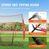 VEVOR 7x7 Baseball Softball Practice Net, Portable Baseball Training Net for Hitting Batting Catching Pitching, Backstop Baseball Equipment Training Aids with Carry Bag and Strike Zone - Side View