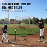 VEVOR 7x7 Baseball Softball Practice Net, Portable Baseball Training Net for Hitting Batting Catching Pitching, Backstop Baseball Equipment Training Aids with Carry Bag and Strike Zone - 45-Degree Angle
