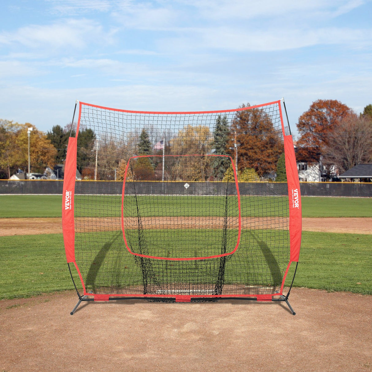 VEVOR 7x7 Baseball Softball Practice Net, Portable Baseball Training Net for Hitting Batting Catching Pitching, Backstop Baseball Equipment Training