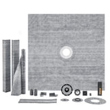 VEVOR Shower Curb Kit, 1828x1828mm, 72"x72" Shower Pan Kit with 50.8mm ABS Central Flange, 101.6mm Stainless Steel Grate, Waterproof Shower Curb &