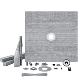 VEVOR Shower Curb Kit, 1828x1828mm, 72"x72" Shower Pan Kit with 50.8mm ABS Central Flange, 101.6mm Stainless Steel Grate, Waterproof Shower Curb &