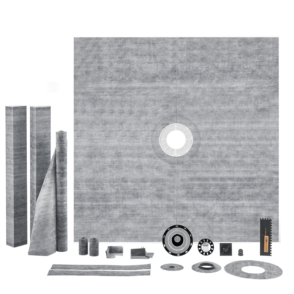 VEVOR Shower Curb Kit, 1828x1828mm, 72"x72" Shower Pan Kit with 50.8mm ABS Central Flange, 101.6mm Stainless Steel Grate, Waterproof Shower Curb &