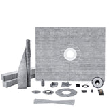 VEVOR Shower Curb Kit, 1219x1524mm, 60"x48" Shower Pan Kit with 50.8mm ABS Central Flange, Waterproof Membrane, Stainless Steel Grate and Joint