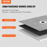 VEVOR Shower Curb Kit, 1219x1524mm, 60"x48" Shower Pan Kit with 50.8mm ABS Central Flange, Waterproof Membrane, Stainless Steel Grate and Joint