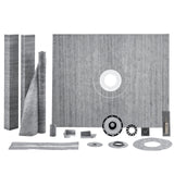 VEVOR Shower Curb Kit, 1219x1524mm, 60"x48" Shower Pan Kit with 50.8mm ABS Central Flange, Waterproof Membrane, Stainless Steel Grate and Joint