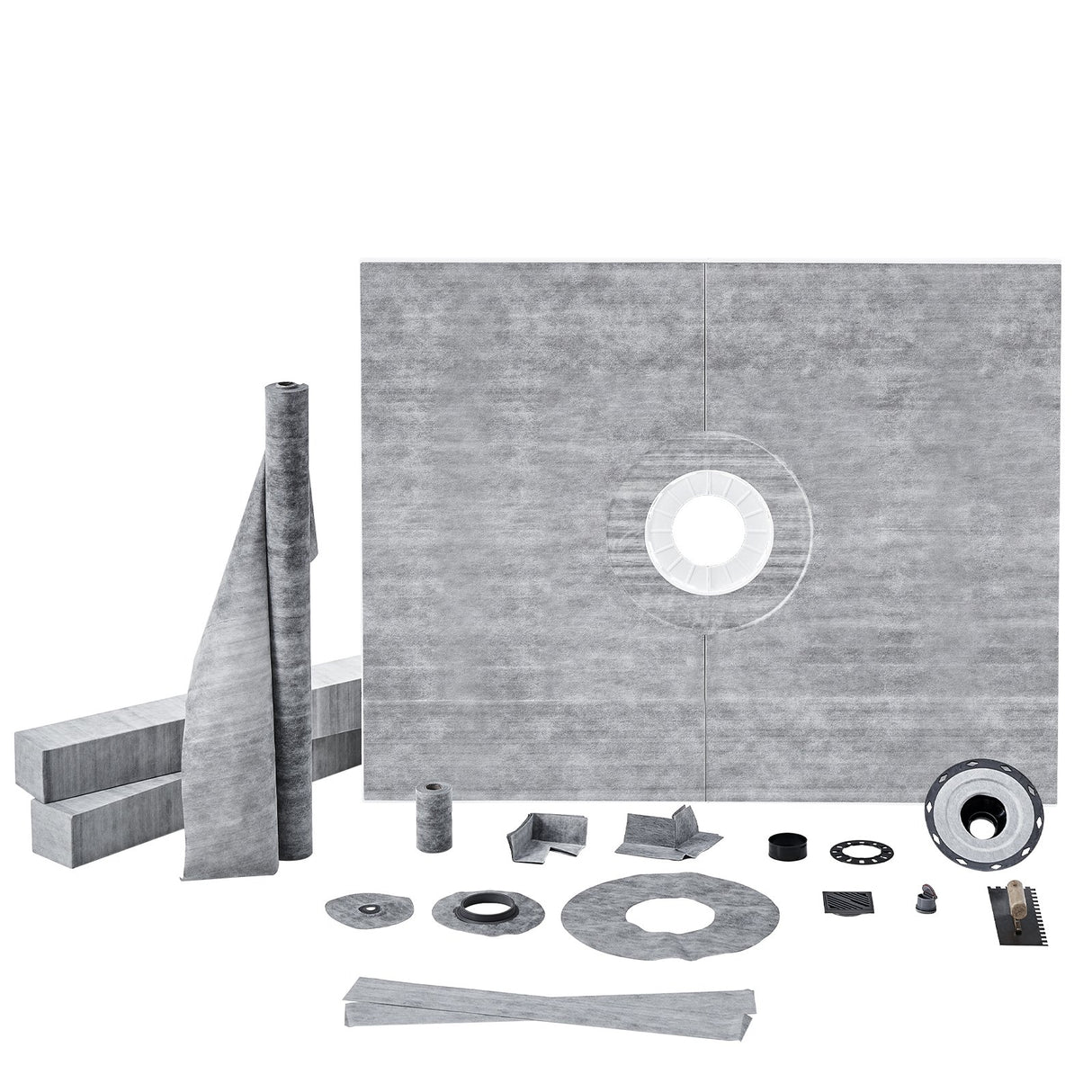 VEVOR Shower Curb Kit, 1219x1524mm, 60"x48" Shower Pan Kit with 50.8mm ABS Central Flange, Waterproof Membrane, Stainless Steel Grate and Joint