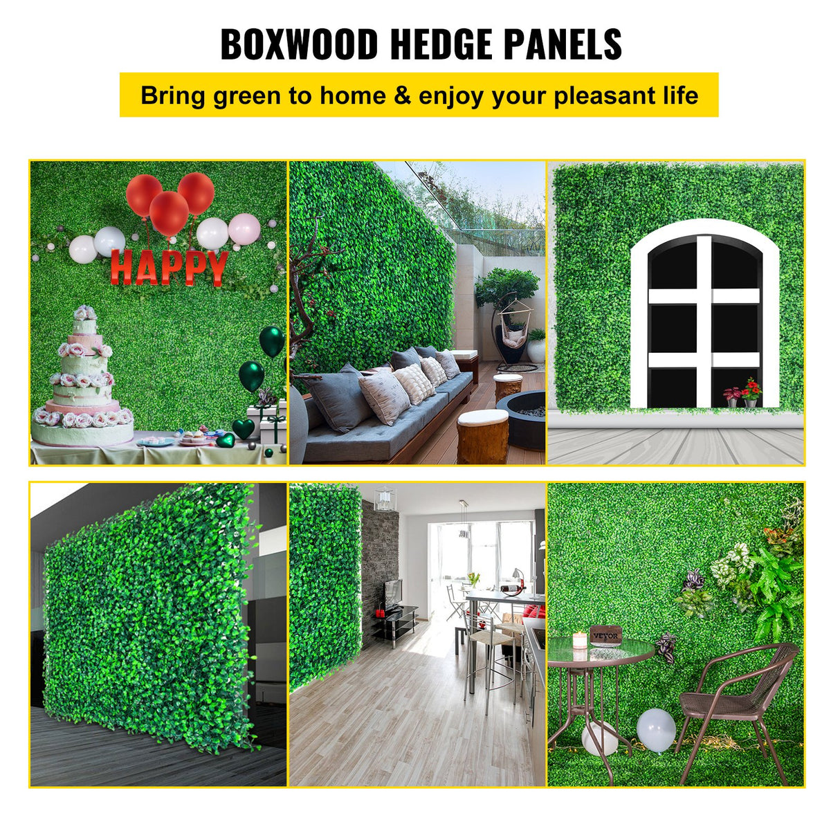 VEVOR Artificial Boxwood Panels, 12 PCS 20"x20" Boxwood Hedge Wall Panels, PE Artificial Grass Backdrop Wall 1.6", Privacy Hedge Screen for Decoration