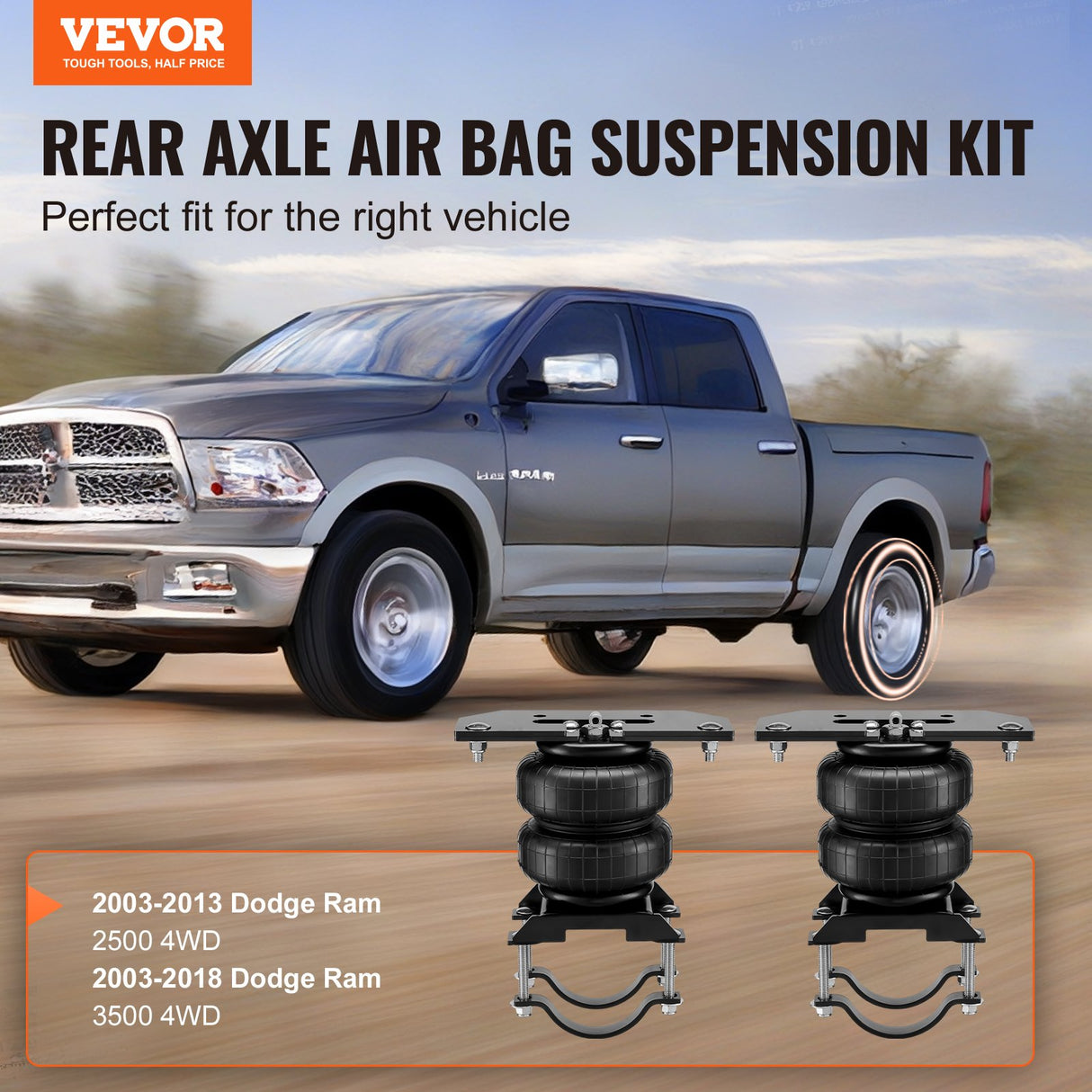 VEVOR Air Bag Suspension Kit, Air Springs Suspension Bag Kit Compatible with 2003-2013 Dodge Ram 2500 4WD, 2003-2018 Dodge Ram 3500 4WD, 5000 lbs