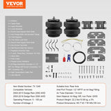 VEVOR Air Bag Suspension Kit, Air Springs Suspension Bag Kit Compatible with 2003-2013 Dodge Ram 2500 4WD, 2003-2018 Dodge Ram 3500 4WD, 5000 lbs Loading, 5 to 100 PSI - Rear View