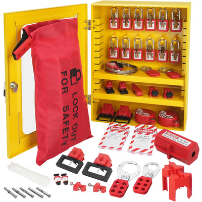 VEVOR Electrical Lockout Tagout Kit, 59 PCS Safety Lockout Tagout Station With Padlocks, Hasps, Tags, Ties, Plug Lockout, Circuit Breaker Lockouts,