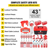 VEVOR 42 PCS Lockout Tagout Kits Electrical Loto Kit for Electrical Risk Removal - Side View