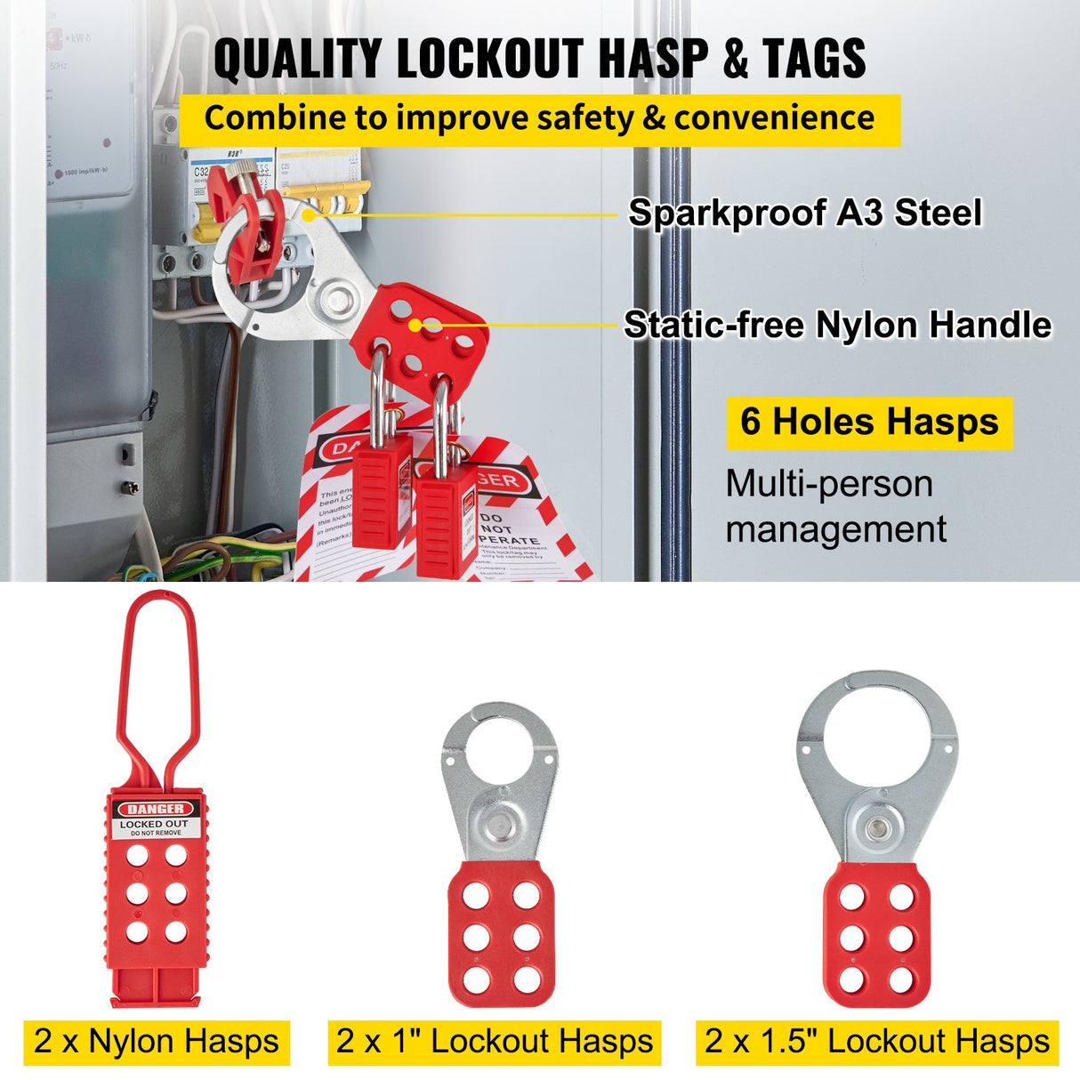 VEVOR 42 PCS Lockout Tagout Kits Electrical Loto Kit for Electrical Risk Removal