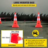 VEVOR Safety Cones, 10PCS 28\" Traffic Cones, PVC Orange Construction Cones, 2 Reflective Collars Traffic Cones with Weighted Base and Hand-Held Ring Used for Traffic Control, Driveway Road Parking