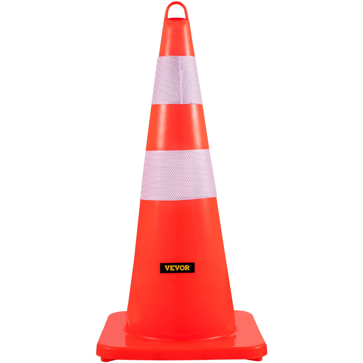 VEVOR Safety Cones, 10PCS 28\" Traffic Cones, PVC Orange Construction Cones, 2 Reflective Collars Traffic Cones with Weighted Base and Hand-Held Ring Used for Traffic Control, Driveway Road Parking