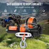 VEVOR Electric Winch ATV UTV 2041 kg Synthetic Rope Waterproof Remote Control - Side View