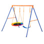 Swing Sets for Backyard, 440lbs Load Capacity Swing Set, with 1 Saucer Swing Seat, 1 Belt Swing Seat, Heavy Duty A-Frame Metal Swing Stand and Adjustable Rope, Swingset Outdoor for Kids